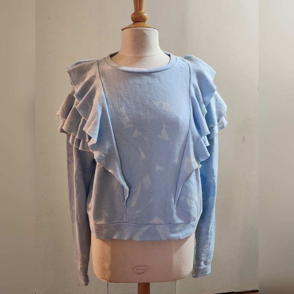 Buffalo David Bitton Blue Ruffled Long Sleeve Sweatshirt